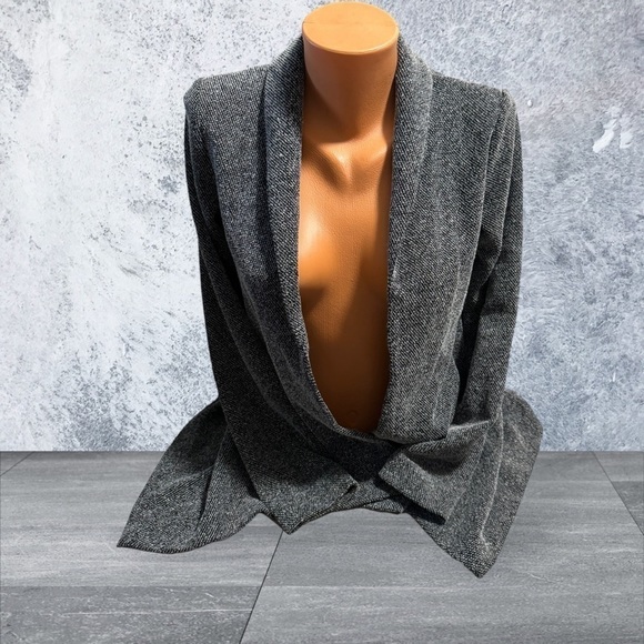 Club Monaco Women’s Black Gray Tweed Open Blazer Sweater Size XS Long Sleeve - Picture 12 of 12